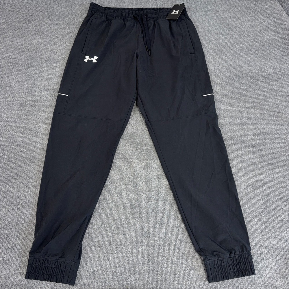 Under Armour Pant Men Large Black UA Hoops Woven Jogger Tapered SAMPLE NEW
